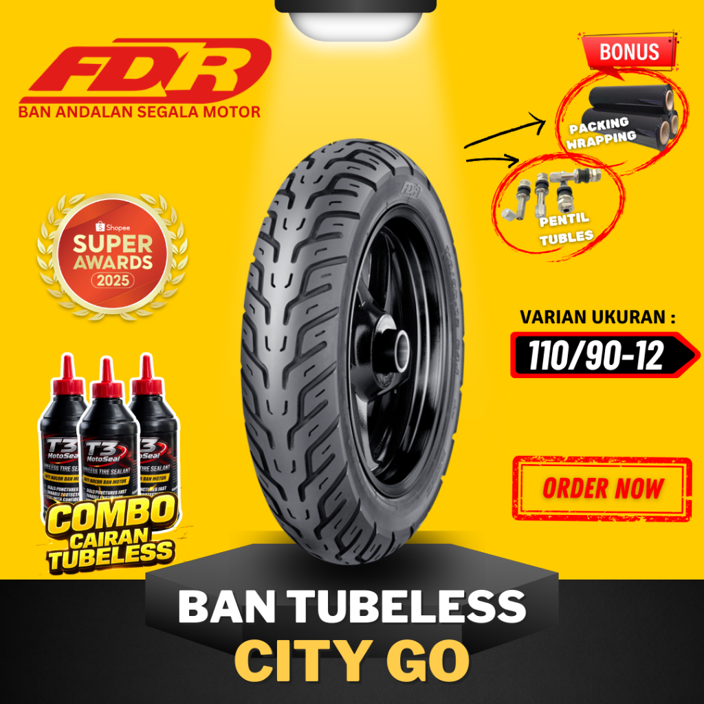 [READY COD] BAN FDR TUBELESS CITY GO RING 12 / BAN LUAR CITY GO RING 12 FDR ( 110/90-12 ) BAN MOTOR 