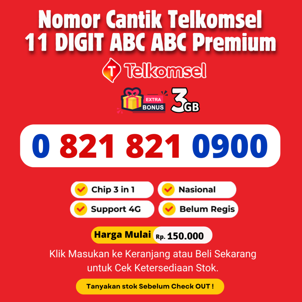 Nomor Cantik Telkomsel 11 DIGIT ABC ABC Murah dan Rapi Support 4G LTE - Kartu Perdana SimPati Cantik