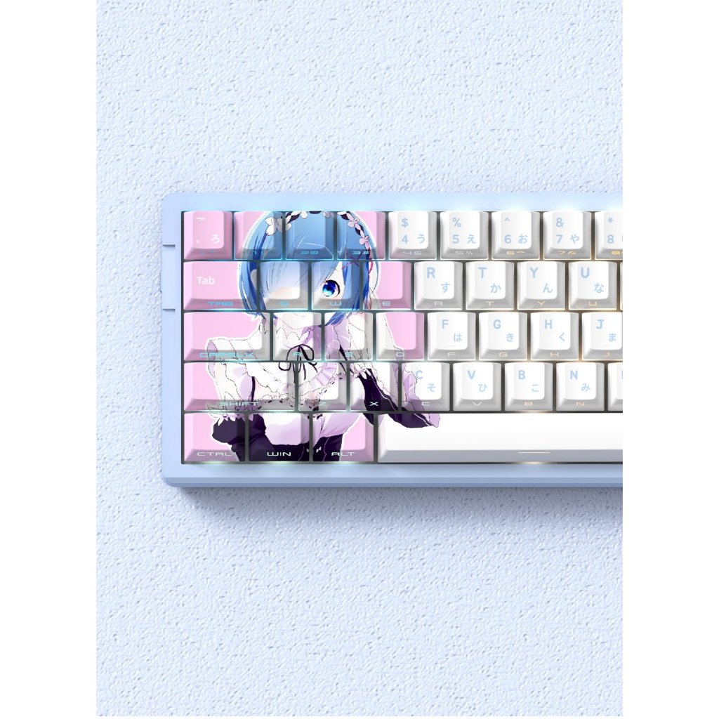 Keycaps PBT Double Shot Shine Through Sideprint Re:Zero Anime REM Cherry Profile