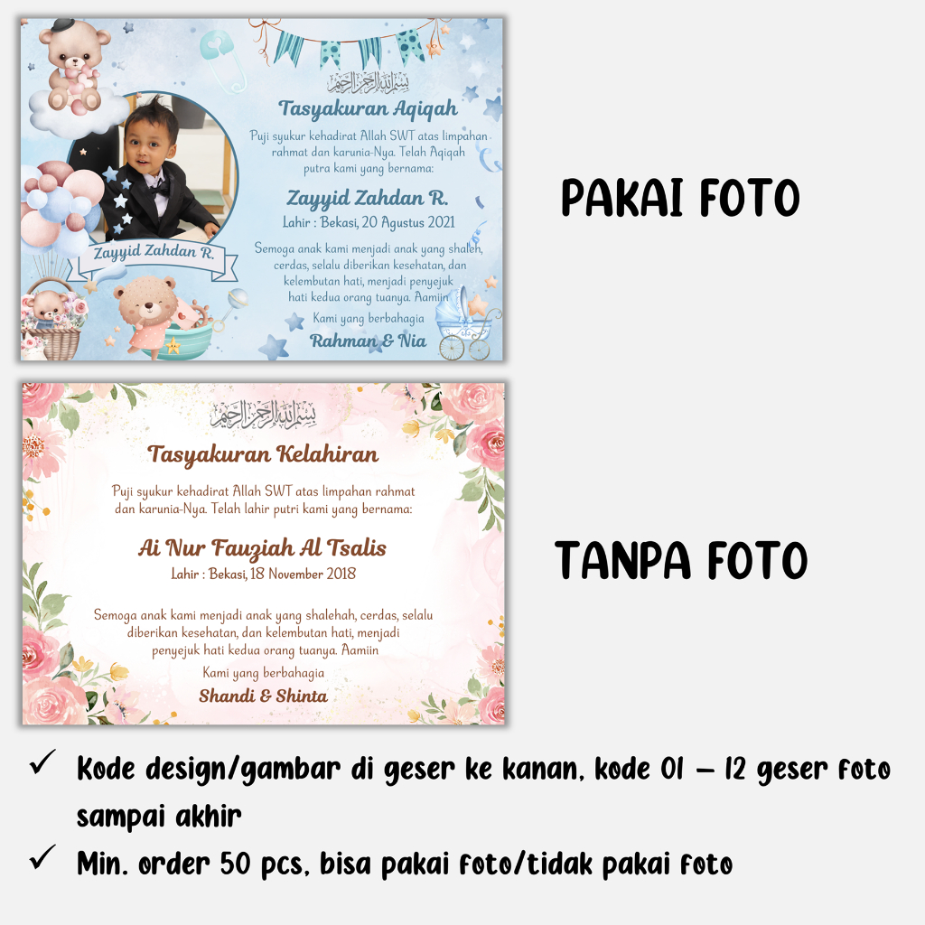 Syukuran kelahiran, syukuran aqiqah, aqiah, kelahiran kartu dan stiker, tasyakuran aqiqah