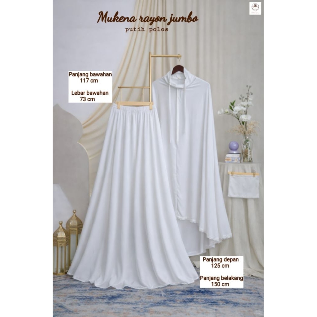 Mukena putih rayon jumbo premium/mukenah dewasa/mukenah