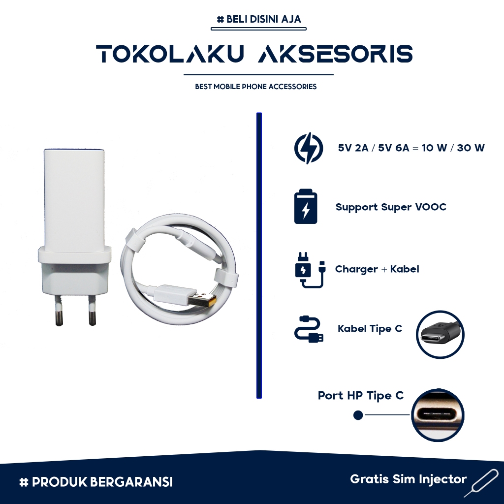 Charger Relme Original Tipe C Super VOOC 30W Fast Charging Casan Relme Original Tipe C Cas Relme Ori
