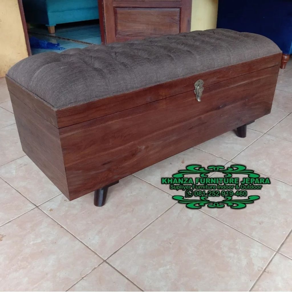 sofa bangku bench stool storage kayu jati solid