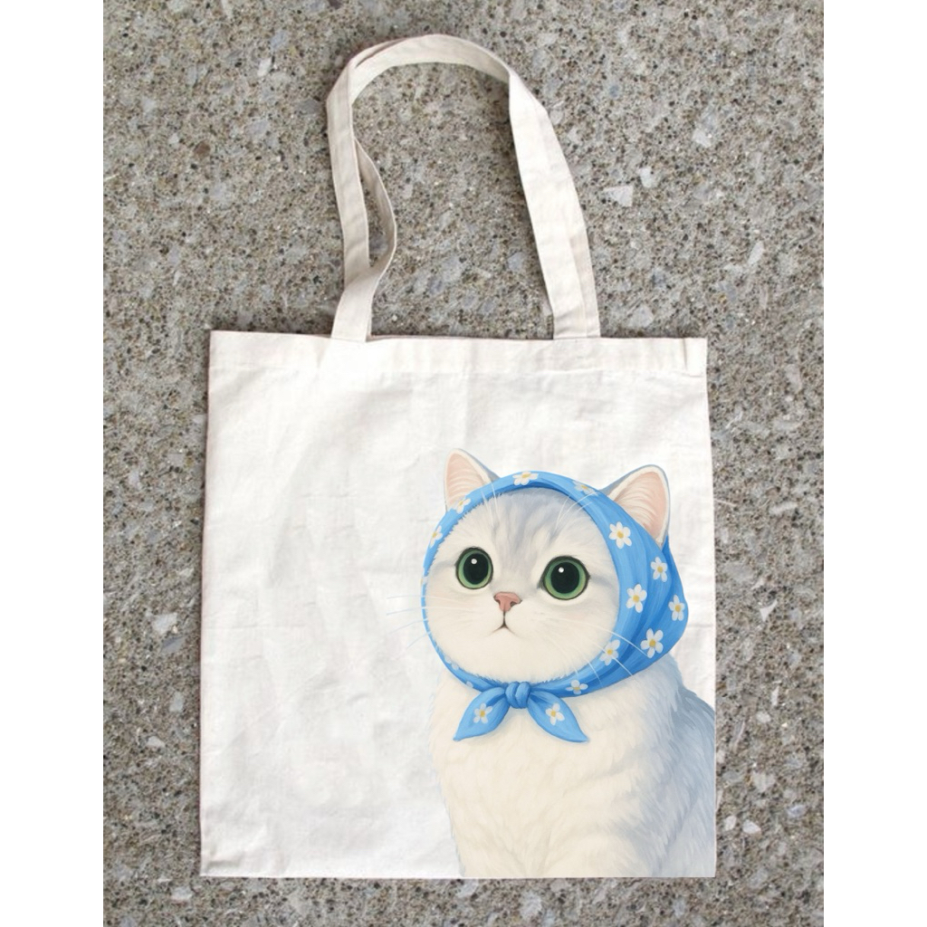 MinjuStuff - Totebag Canvas Belacu Tema Kucing | Totebag Custom Kucing | Totebag Murah | Totebag Wan