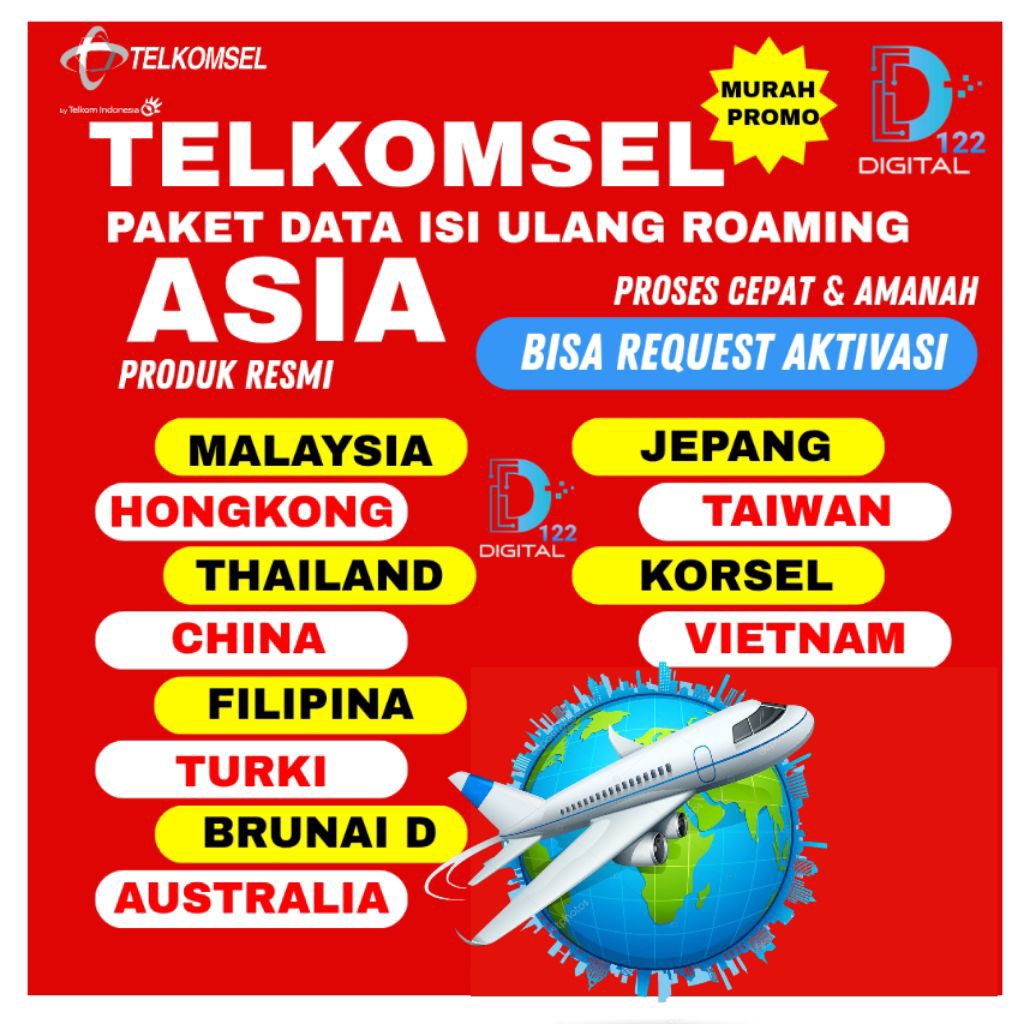 PAKET DATA ROAMING TELKOMSEL ASIA BERBAGAI NEGARA LENGKAP