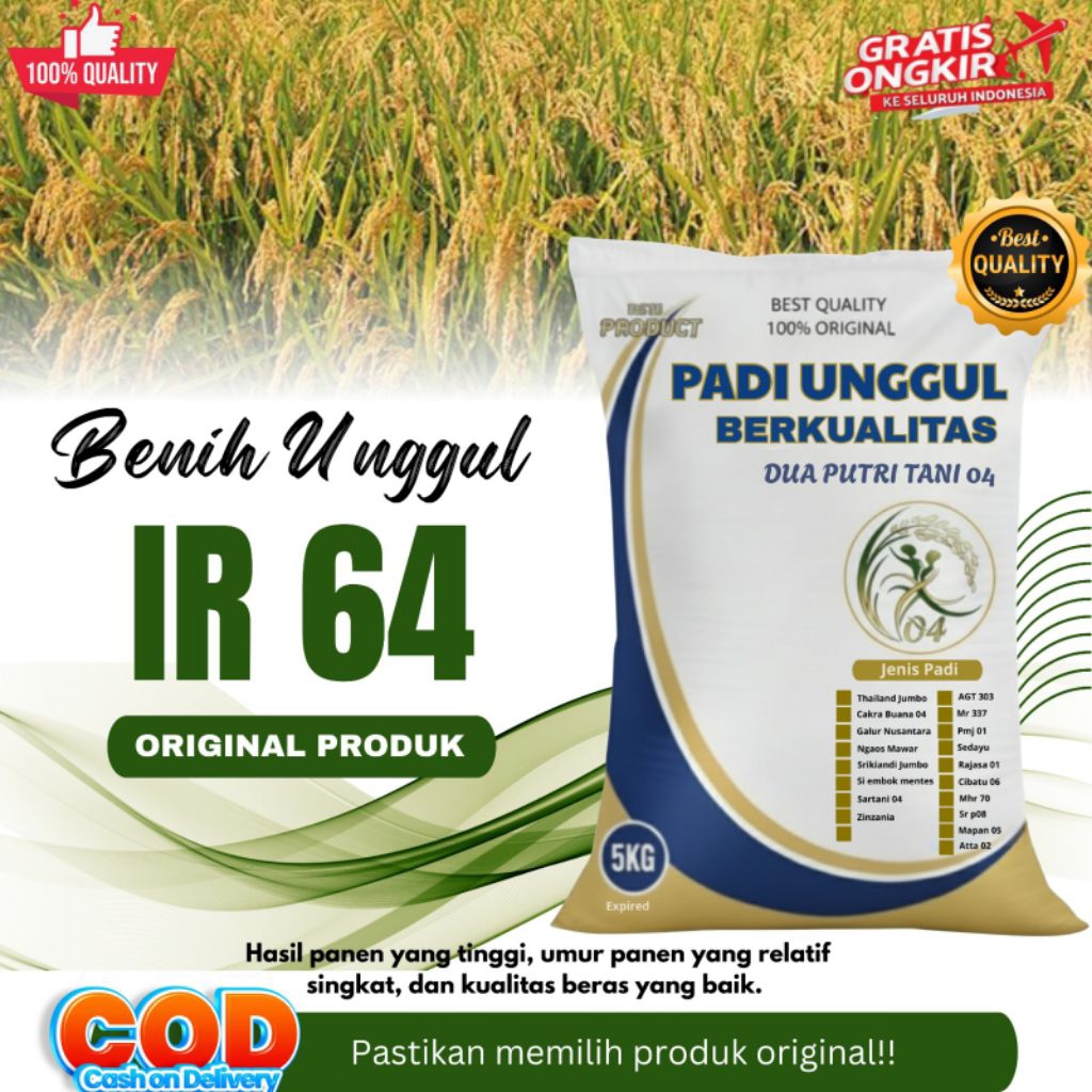 Benih Padi Unggul IR 64 Kemasan5kg