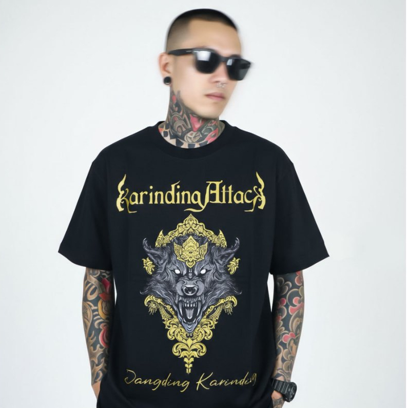 Metalgear merch Tshirt Karinding Attack - Dangding Black Katun S-XL Kaos pria Original 100%
