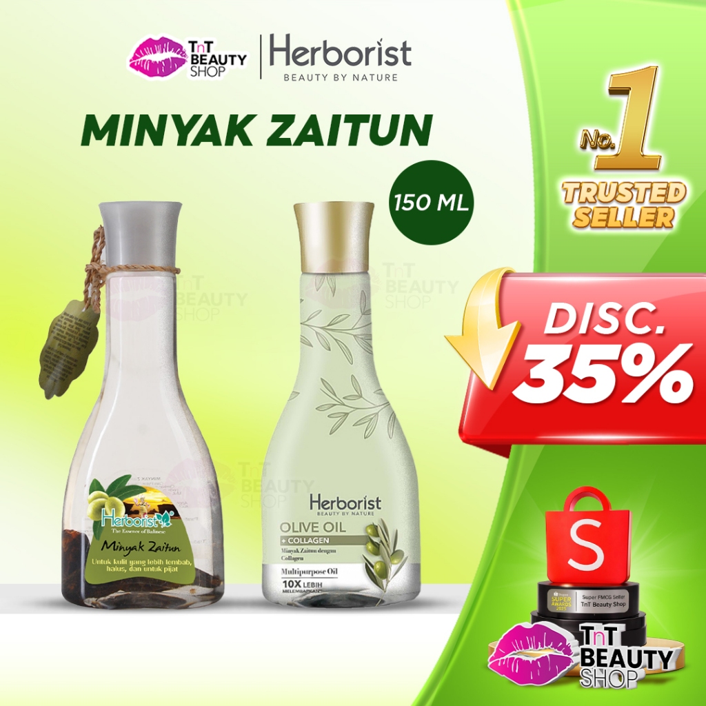 HERBORIST Olive Oil Collagen 150ml | Minyak Zaitun 75ml & 150ml | TnT Beauty Shop