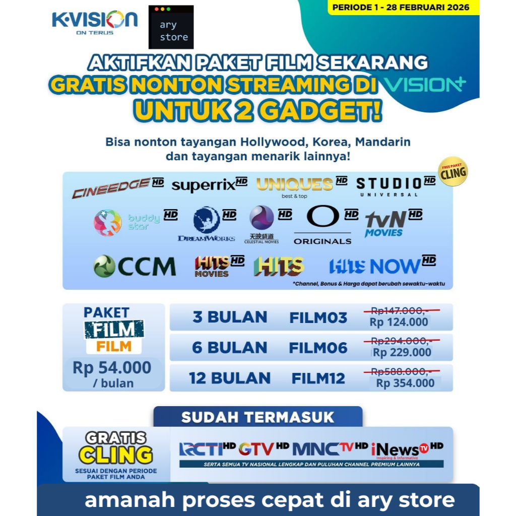 VOUCHER TV PAKET FILM KVISION
