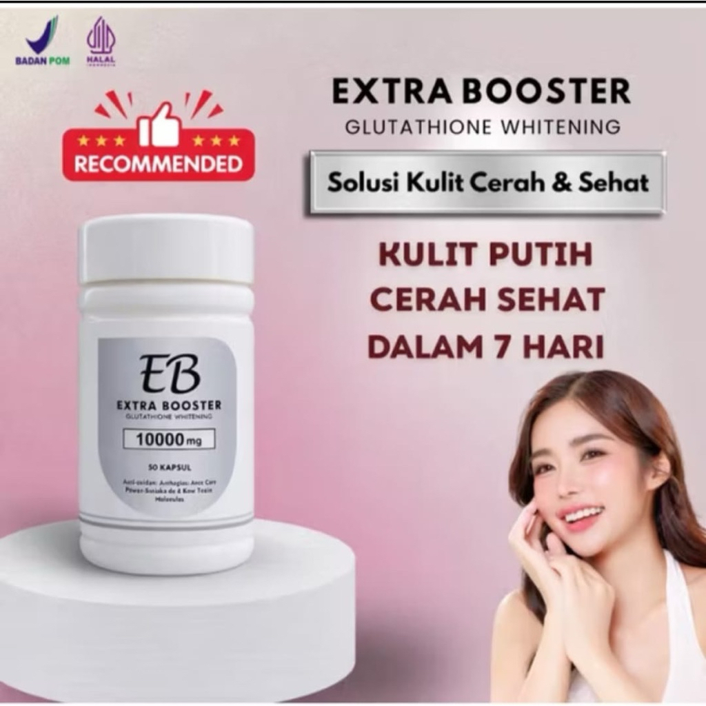 EB EXTRA BOOSTER WHITENING - pemutih seluruh Badan - Glutathione Bpom dan Halal isi 60 kapsul