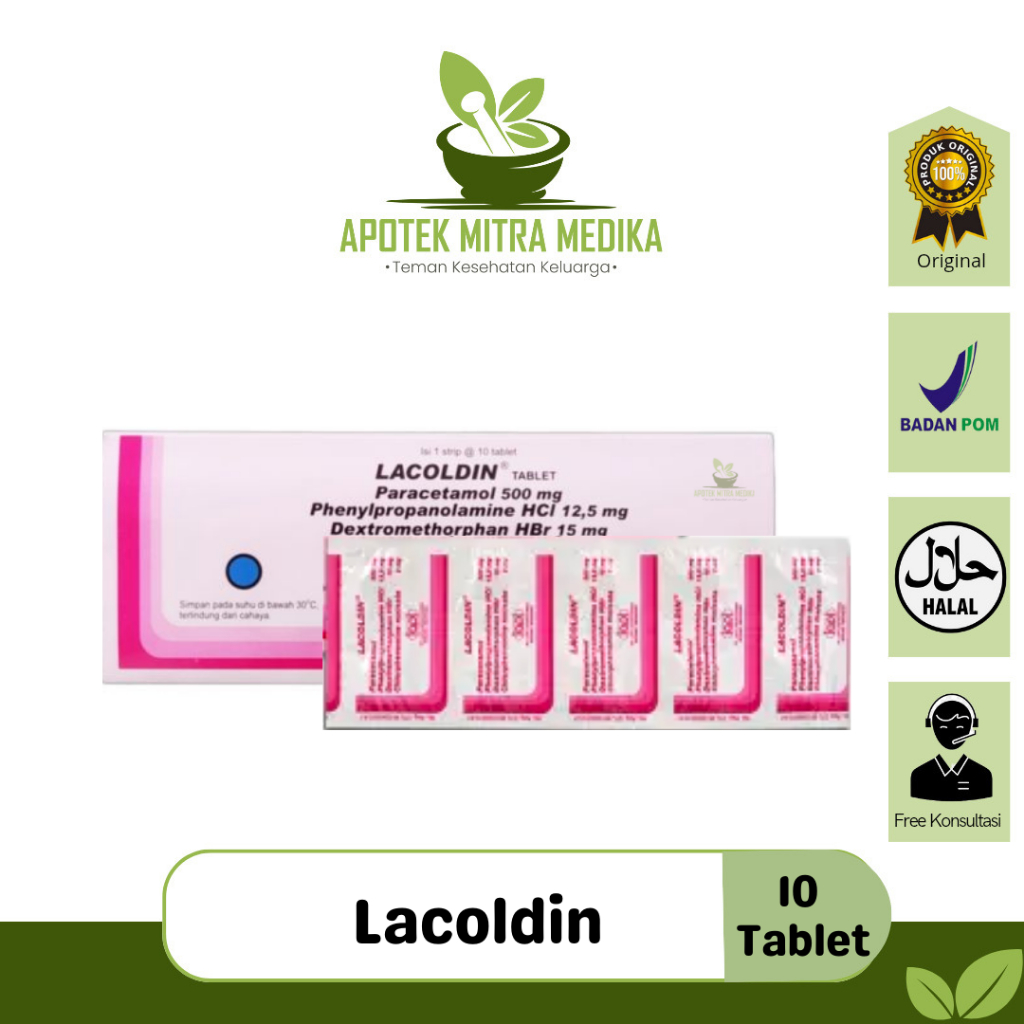 Lacoldin Tablet Obat Batuk Pilek 1strip Isi 10 Tablet