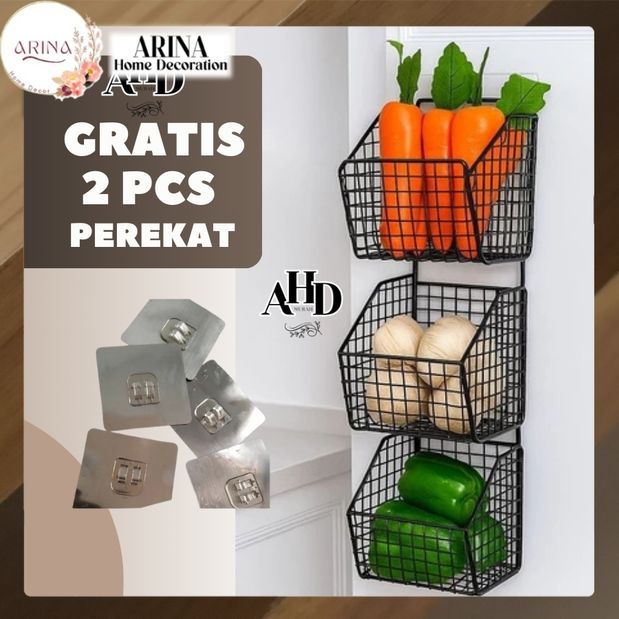 New Rak Bumbu Tempel Dinding / Keranjang Trapesium Susun 3