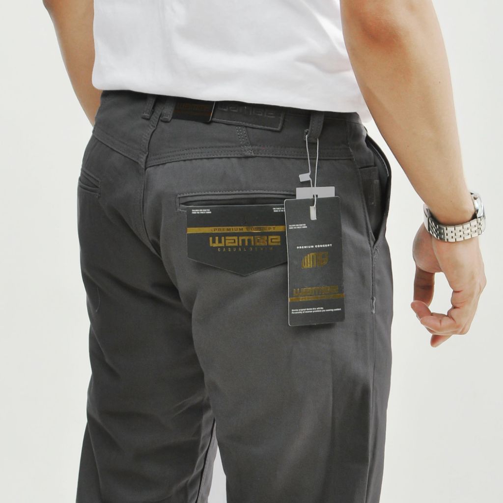 Celana Kanvas Pria Brand WAMBE CASUAL ORIGINAL Type Standar Reguler / Celana Panjang Pria Wambe Kasu