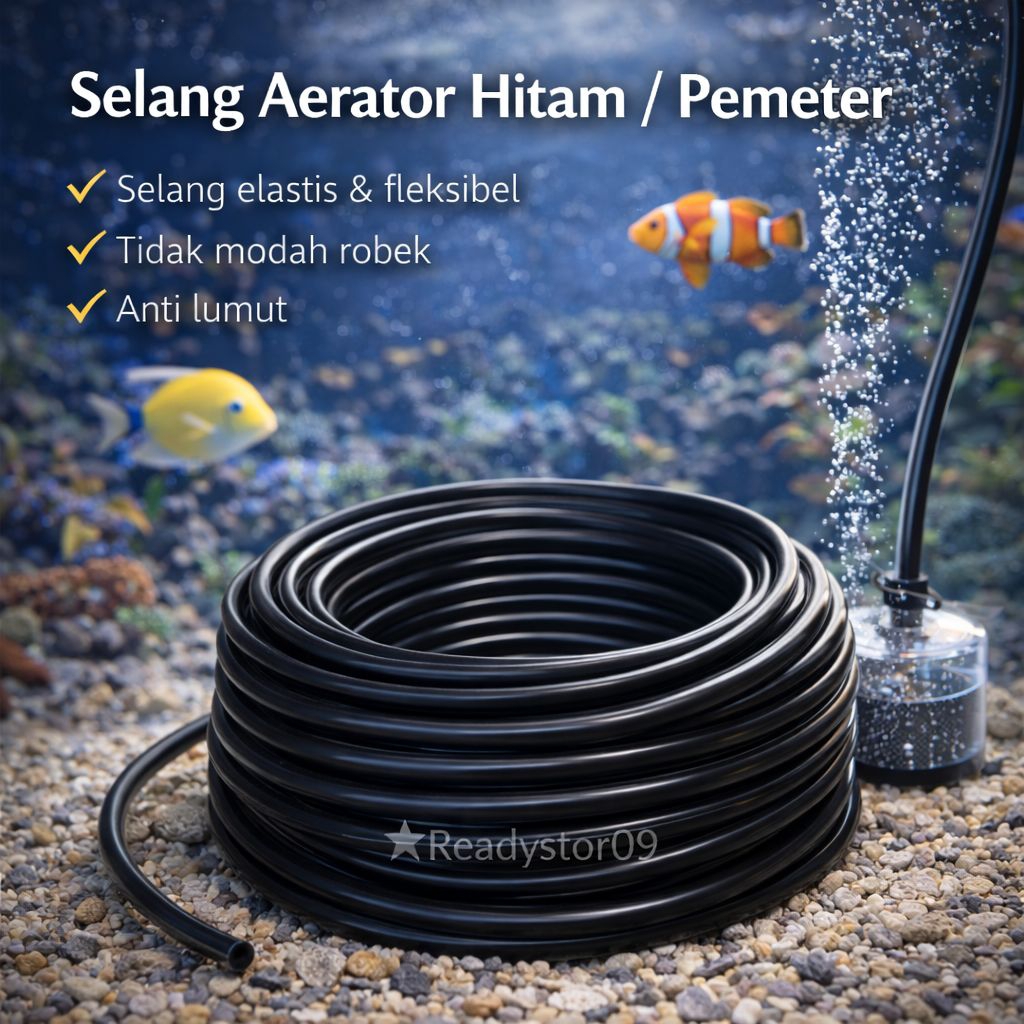 SELANG AERATOR HITAM ECERAN PER METER / SELANG HIDROPONIK ANTI LUMUT