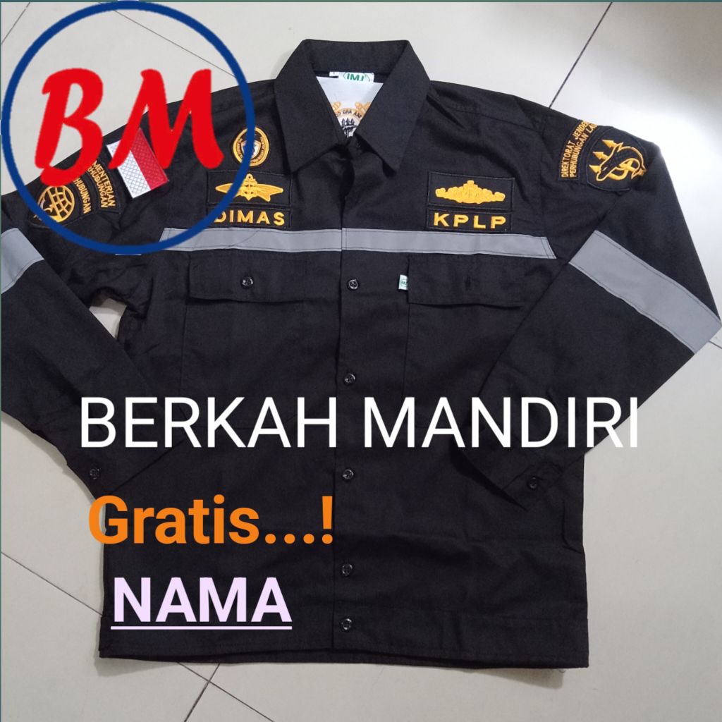 Kemeja werpak KSOP scotlet tangan panjang warna hitam werpak kplp werpak coast guard bordir biasa