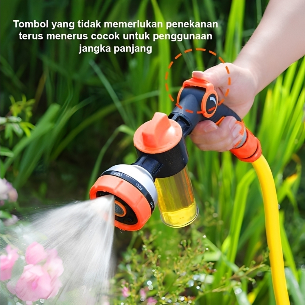 VELLAHOSE Semprotan Air 8 Mode Pancuran Tabung Sabun Air Siram Cuci Motor Cuci Mobil Semprotan Air D