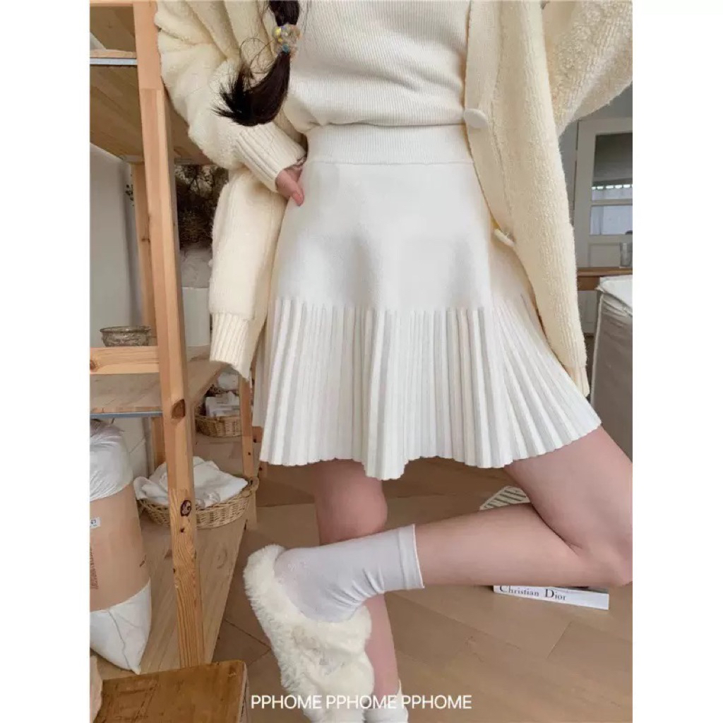 [Mini Rok Skirt Rempel Korean Style | Rok Pendek Rempel Vintage Knit Import Premium | Rok Mini Rajut