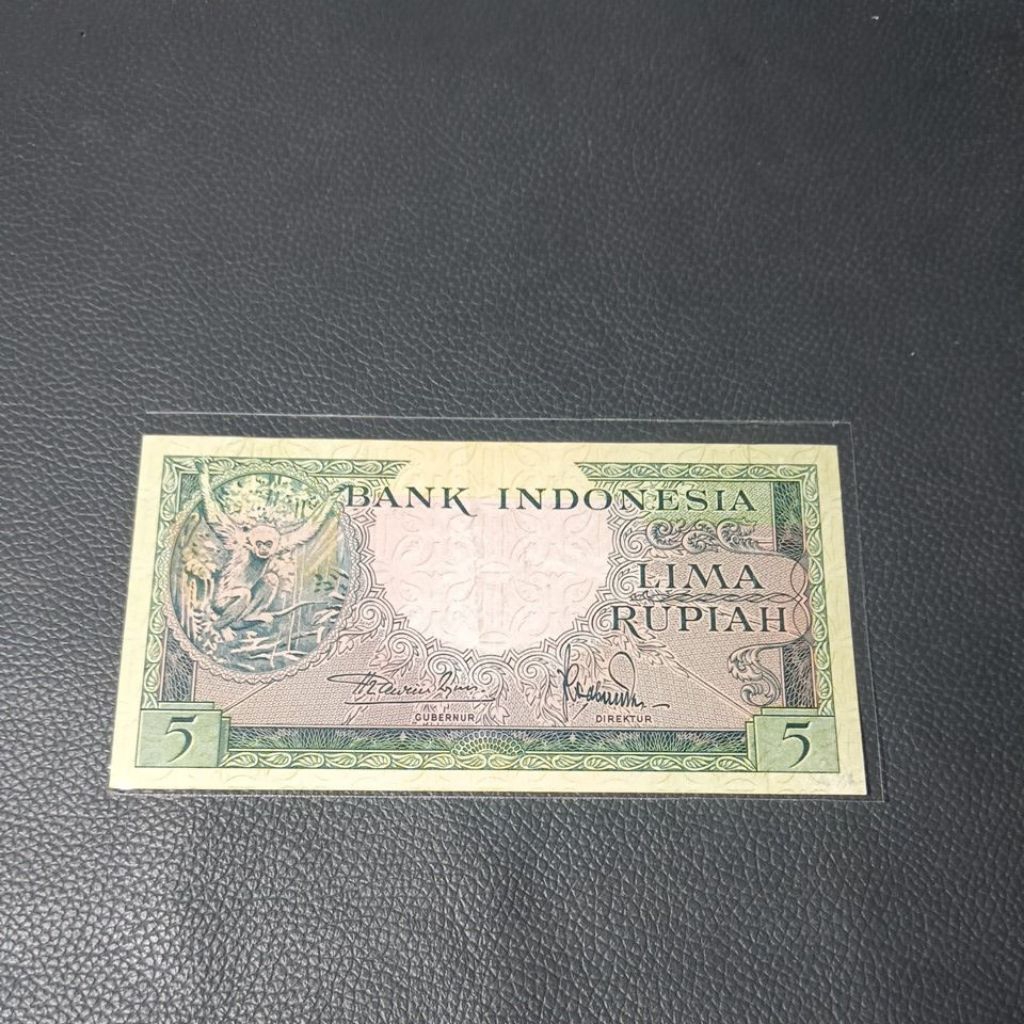 Uang kuno 5 rupiah monyet seri hewan taun 1957 Mulus