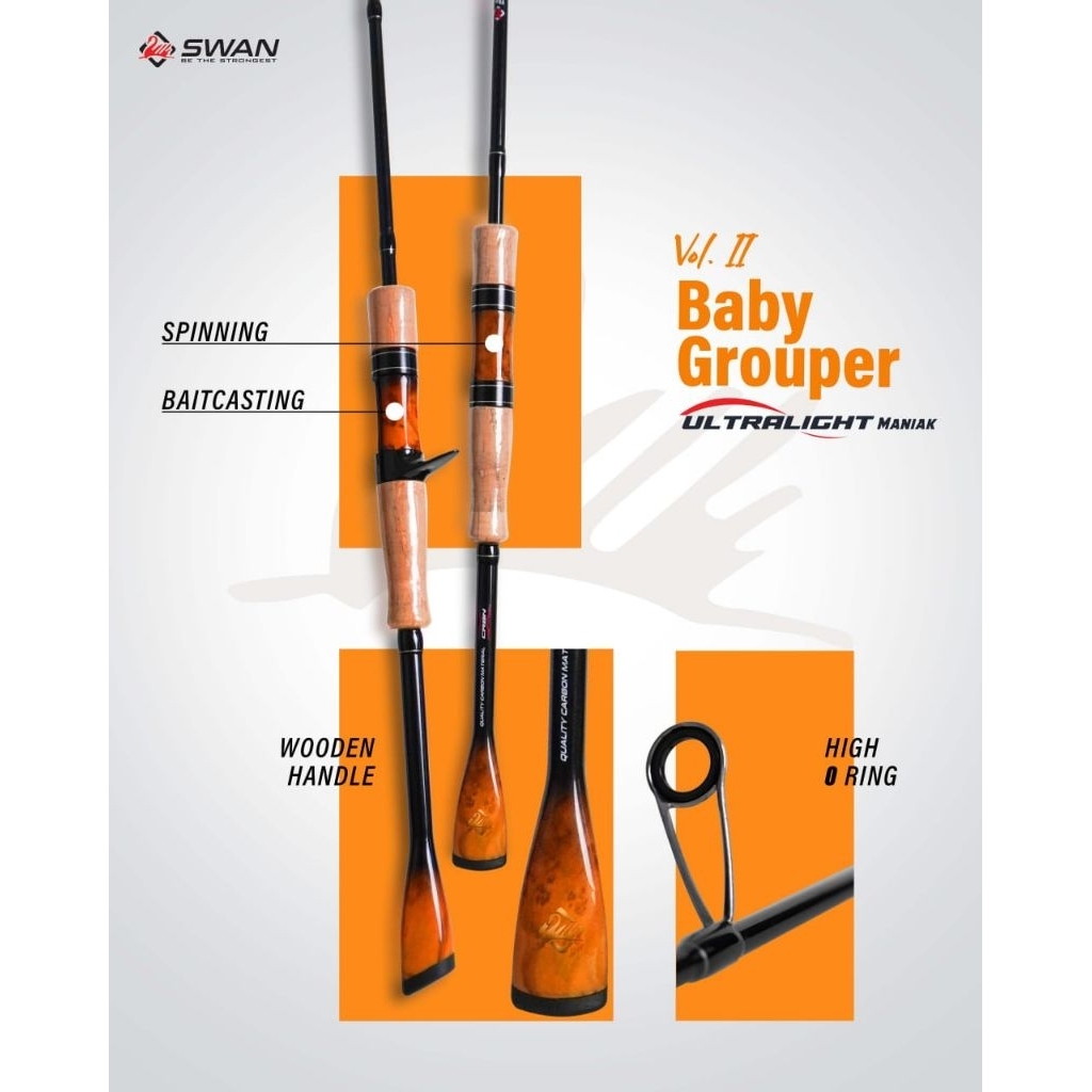 Joran sambung 2 swan baby grouper (Carbon)