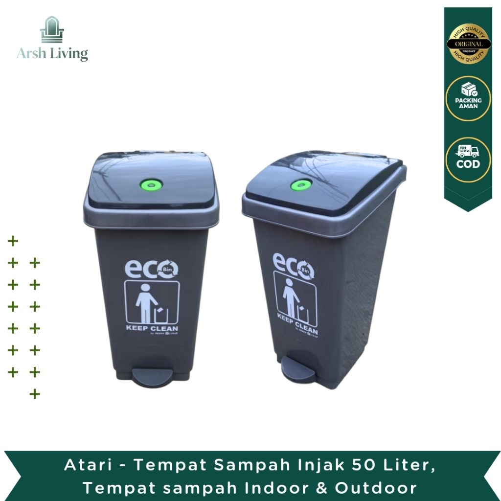 Atari - Tempat Sampah Injak 50 Liter, Tempat Sampah Indoor & Outdoor, Tempat Sampah Besar, Tempat Sa