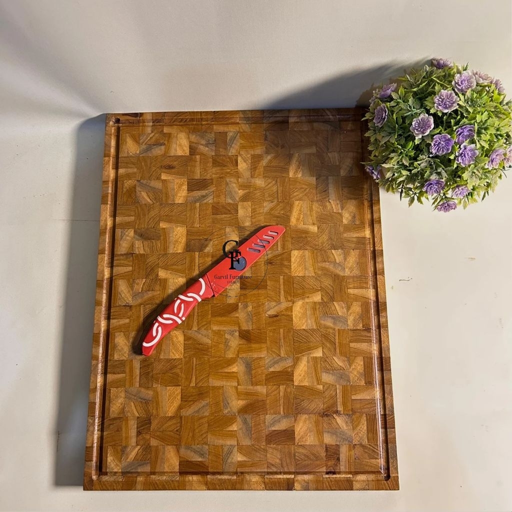 Talenan Kayu Jati Perlengkapan Dapur Alat Masak Cutting Board Talenan mozaik Tatakan Roti Talenan Ae