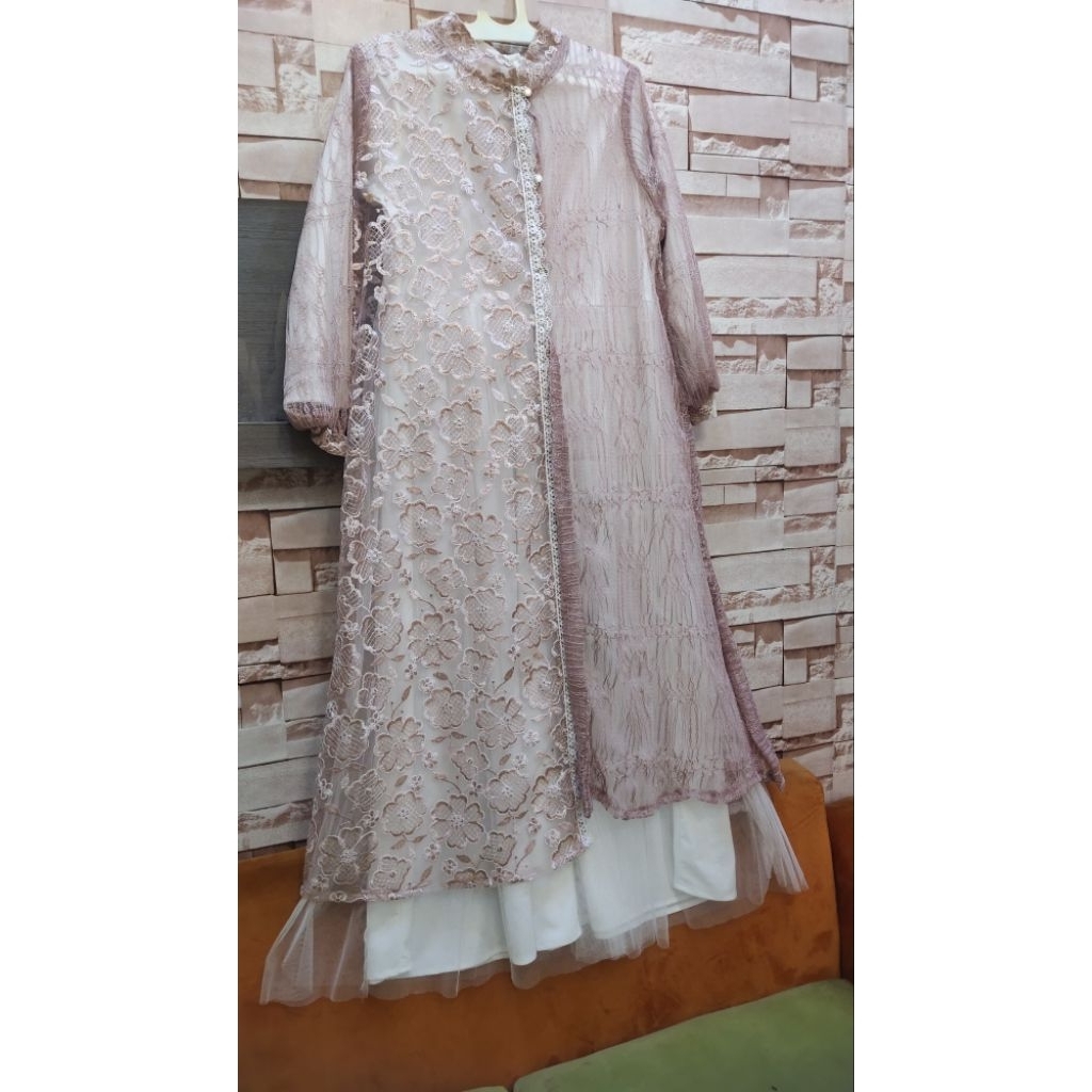 gamis rompi pasang/gamis semi brukat