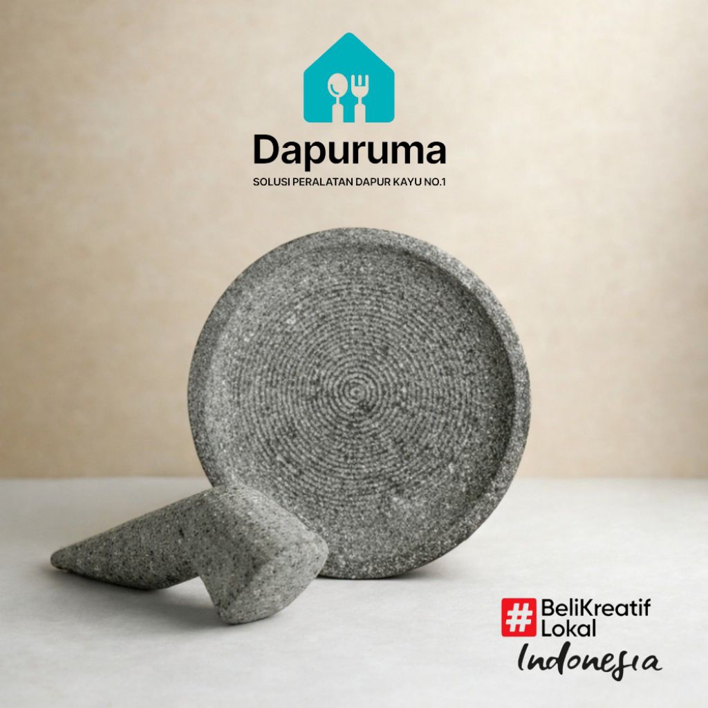 Cobek Batu Asli Ukuran 20cm / Cobek Batu Spesial 20cm / Cobek Batu Ukuran Besar / Cobek Sambal Batu 