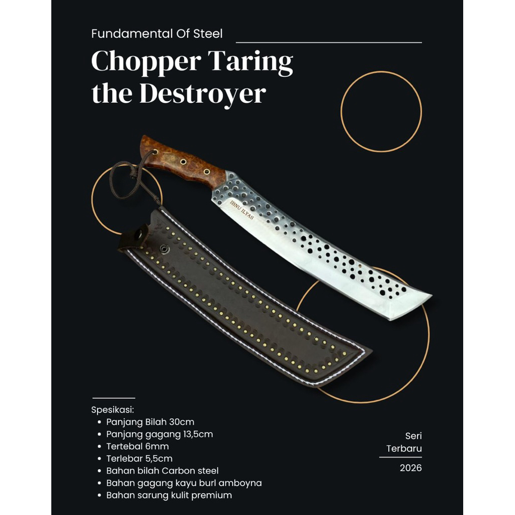 Golok Chopper Alat Bantu Cacah Tulang Sapi Keras Bahan Carbon Steel Full Tang