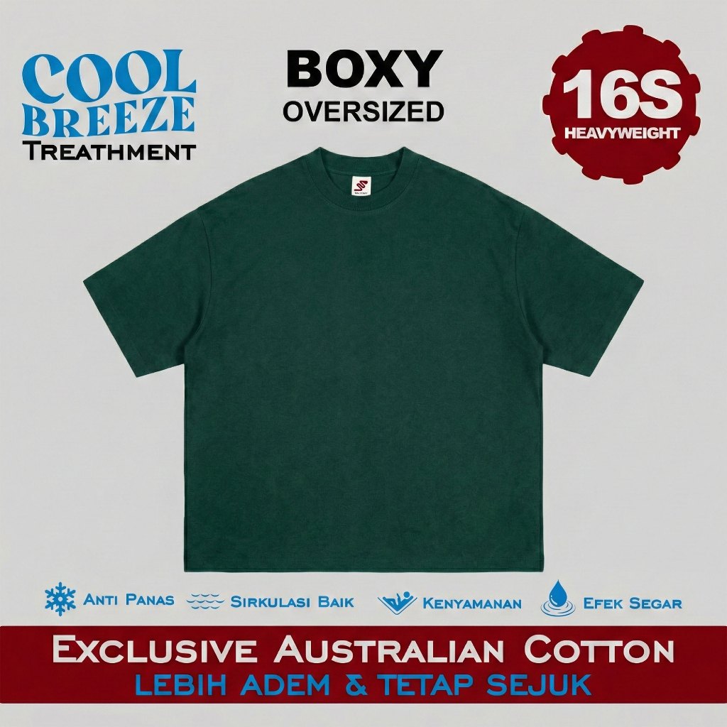 SimplySupply Kaos Polos Oversize Tshirt BOXY Fit Heavyweight 16s - Green Bottle