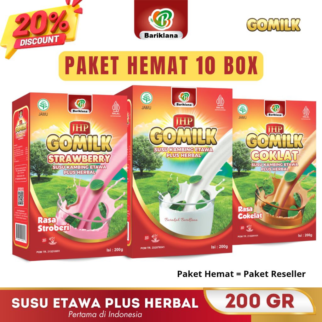 (PAKET HEMAT) GOMILK BARIKLANA SUSU KAMBING ETAWA ANAK ANAK LANSIA