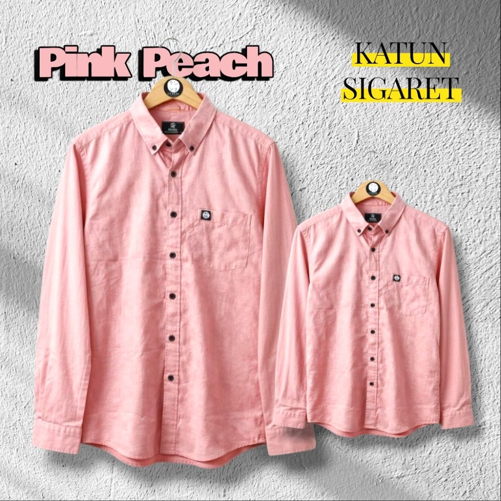 Sigaret Dusty Pink Kemeja Couple Ayah dan Anak Lengan Panjang Warna Dusty Pink