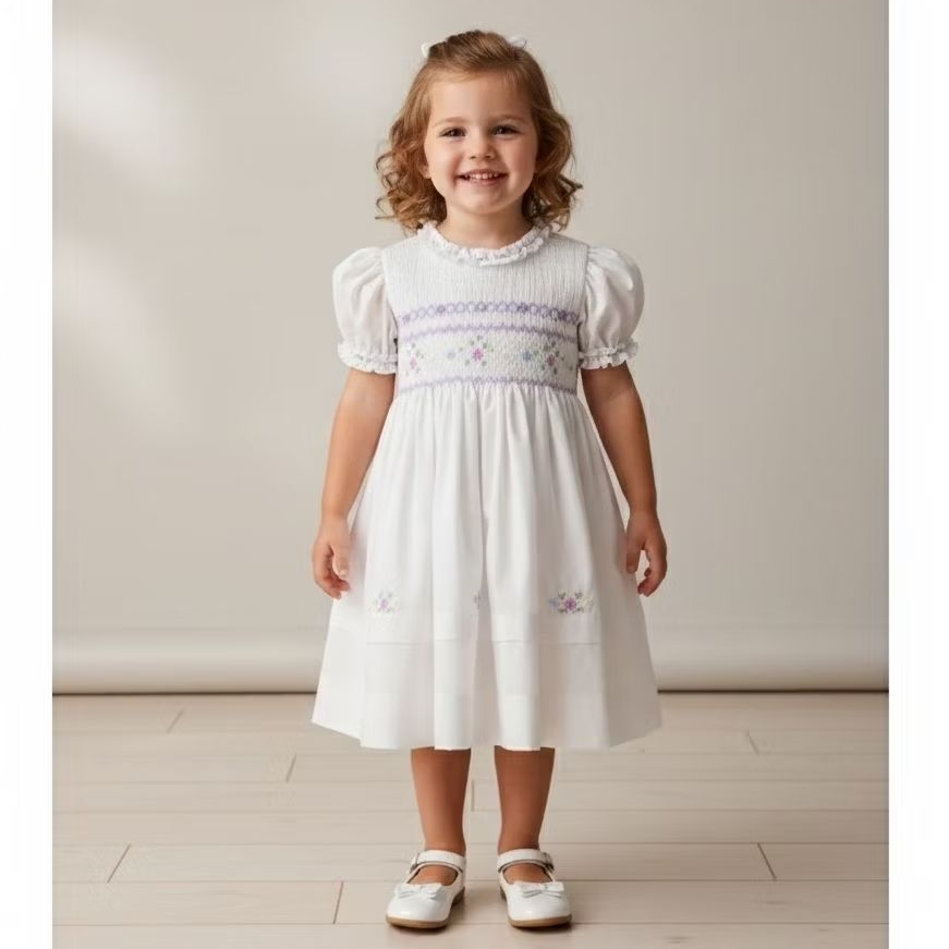dress smock kanya smocked dress putih anak dress pesta anak