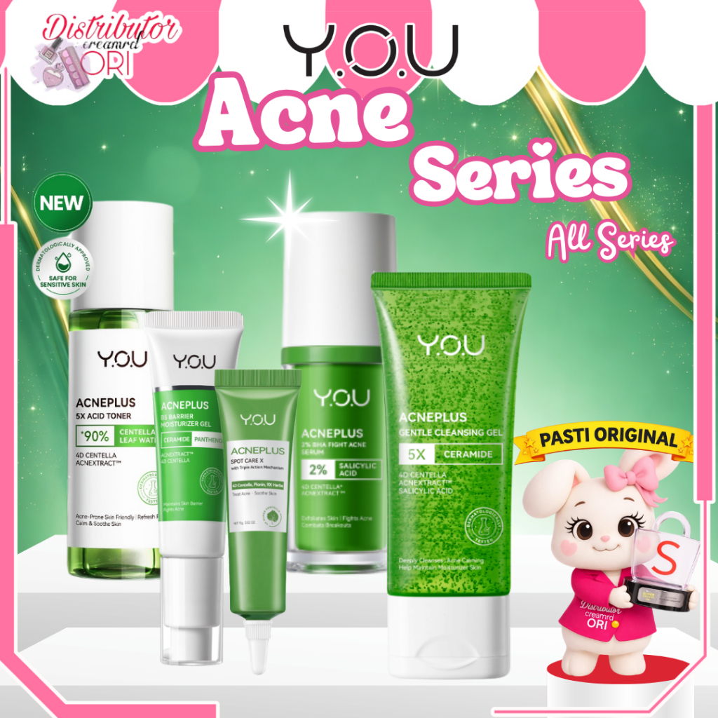 YOU Acne Plus Cica Herbs Derma Solution | ACNEPLUS Toner Spot Care Serum Moisturizer BPOM