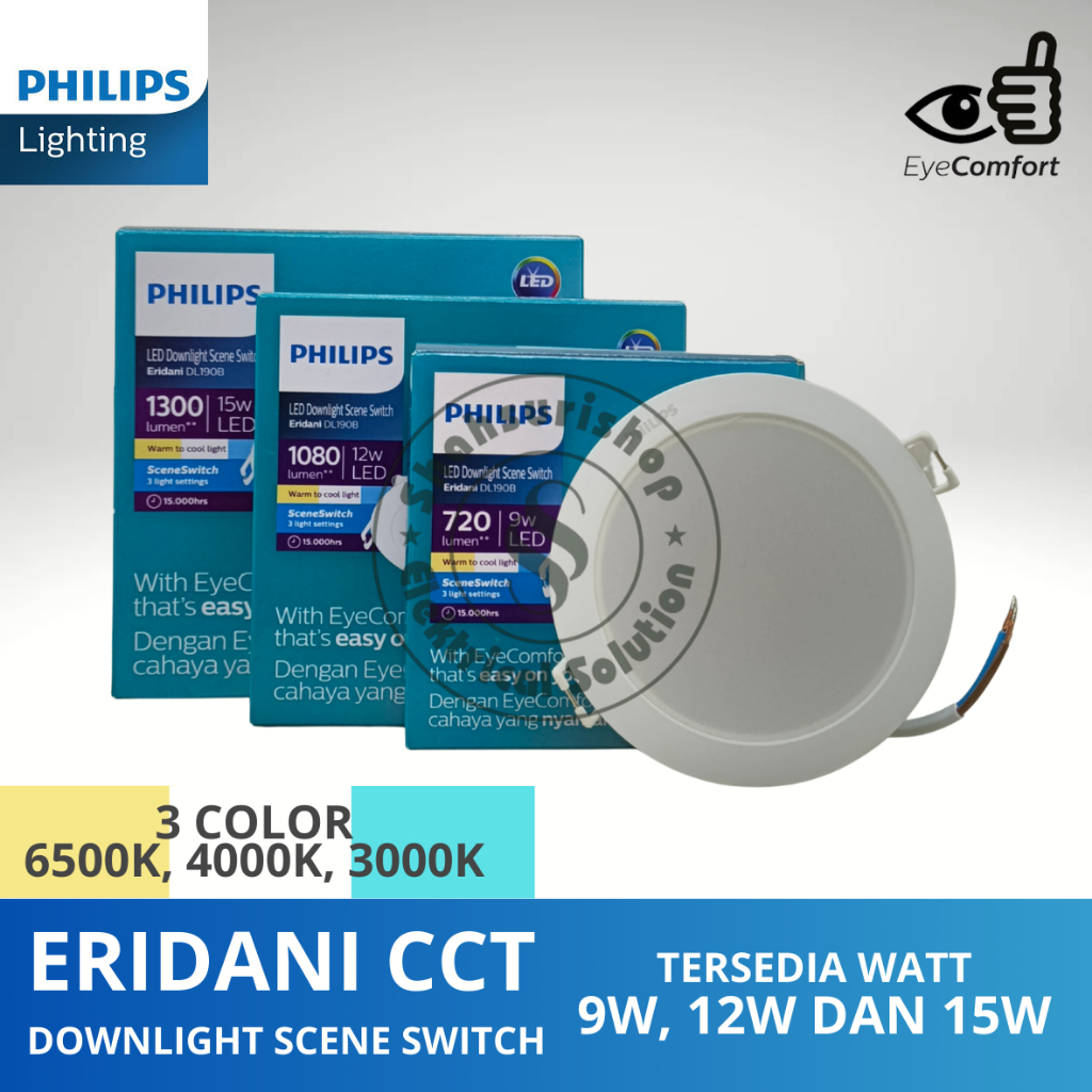 PHILIPS ERIDANI 3 COLOR SCENE SWITCH DOWNLIGHT INBOW BULAT DL190B ERIDANI LED DOWNLIGHT ROUND 3 WARN
