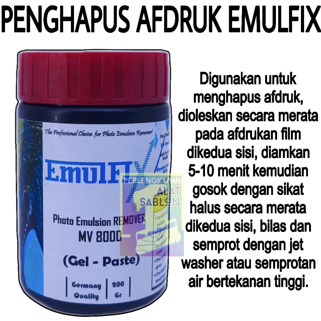 EMULFIX PHOTO EMULSION REMOVER GEL PENGHAPUS AFDRUK SABLON 200GR