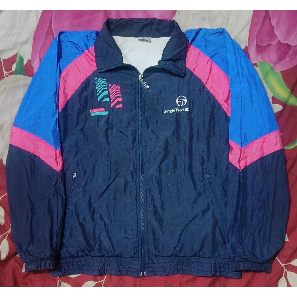 Jaket Vintage Casual Windbreaker Sergio Tacchini Colorblok