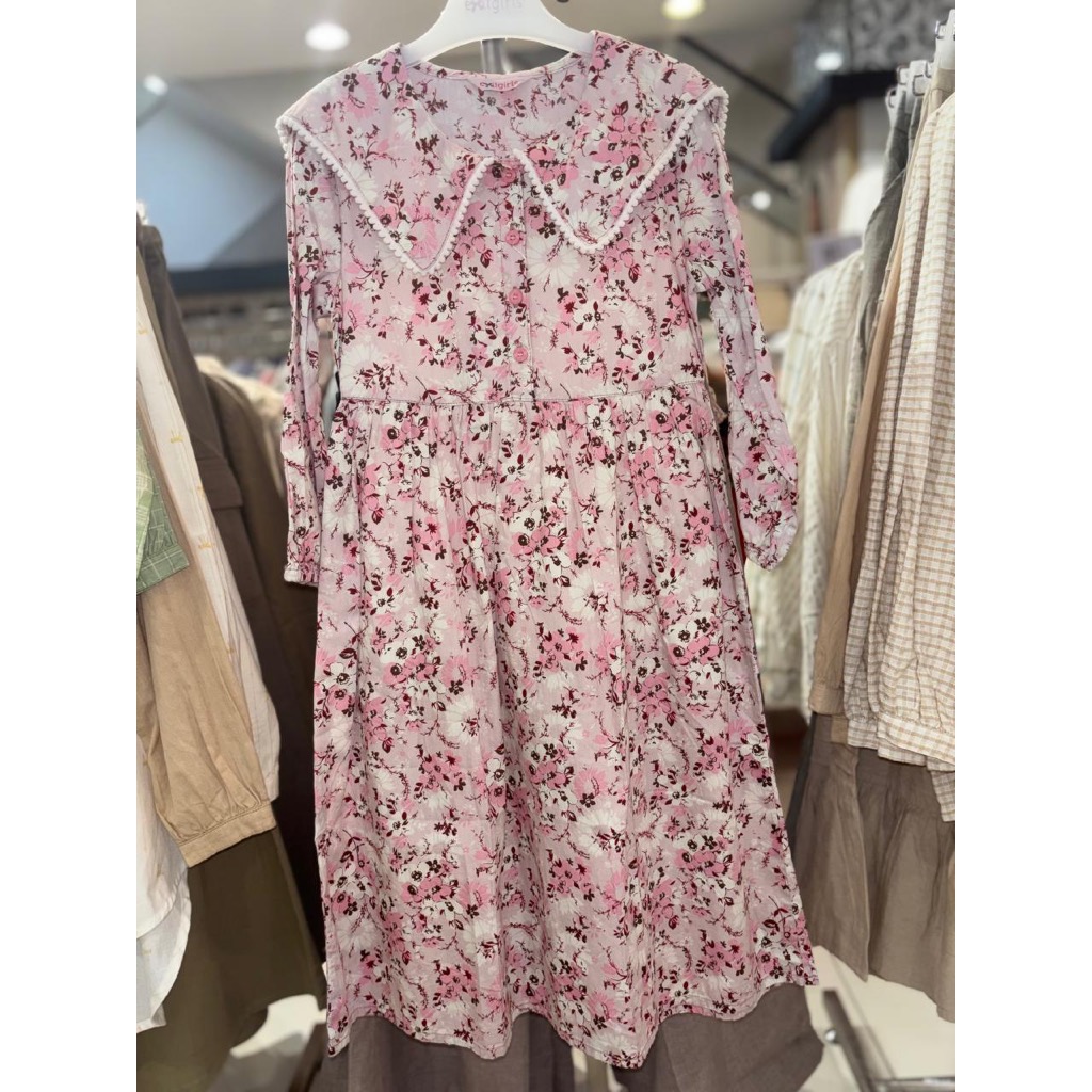 Exit Kids | 306.55101YR.72 - Dress anak perempuan - Baju muslim anak lengan panjang bunga-bunga pink