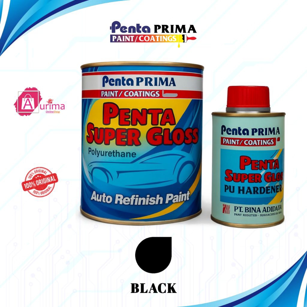 CAT DUCO PENTAGLOSS PU 2K SOLID BLACK PENTA PRIMA 1LITER SET - CAT MOBIL CAT MOTOR BERKUALITAS