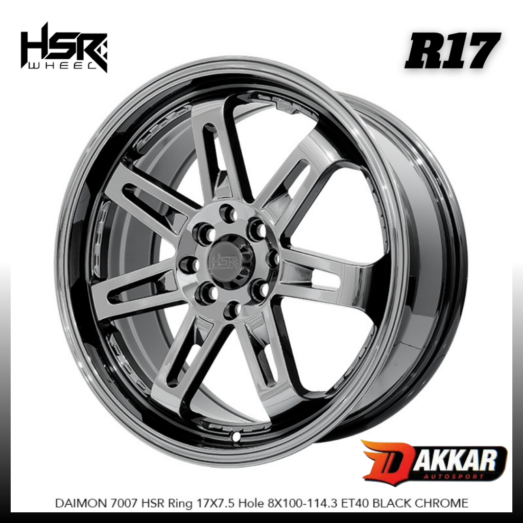 Velg Ring 17 Mobil Raize Mobilio Avanza Xenia Jazz Yaris Velg HSR DAIMON R17 Lebar 75 Black Chrome