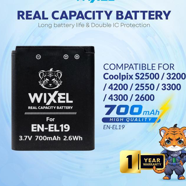Amino Neutrik - Wixel Baterai Kamera En-El19 For Nikon Coolpix S32 / S100 / S2500 / S2600 / S2700