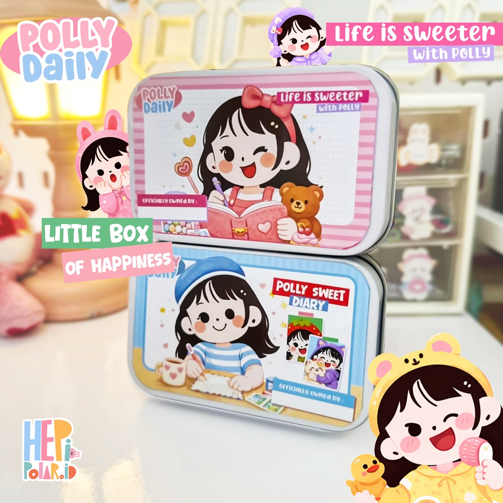 Polly Sweet Diary Tin Case – Mini Storage Box Lucu