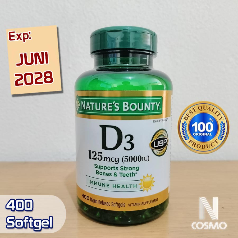 Nature's Bounty Vitamin D3 125 mcg 5000IU 400 Softgels Produk Original Nature Bounty