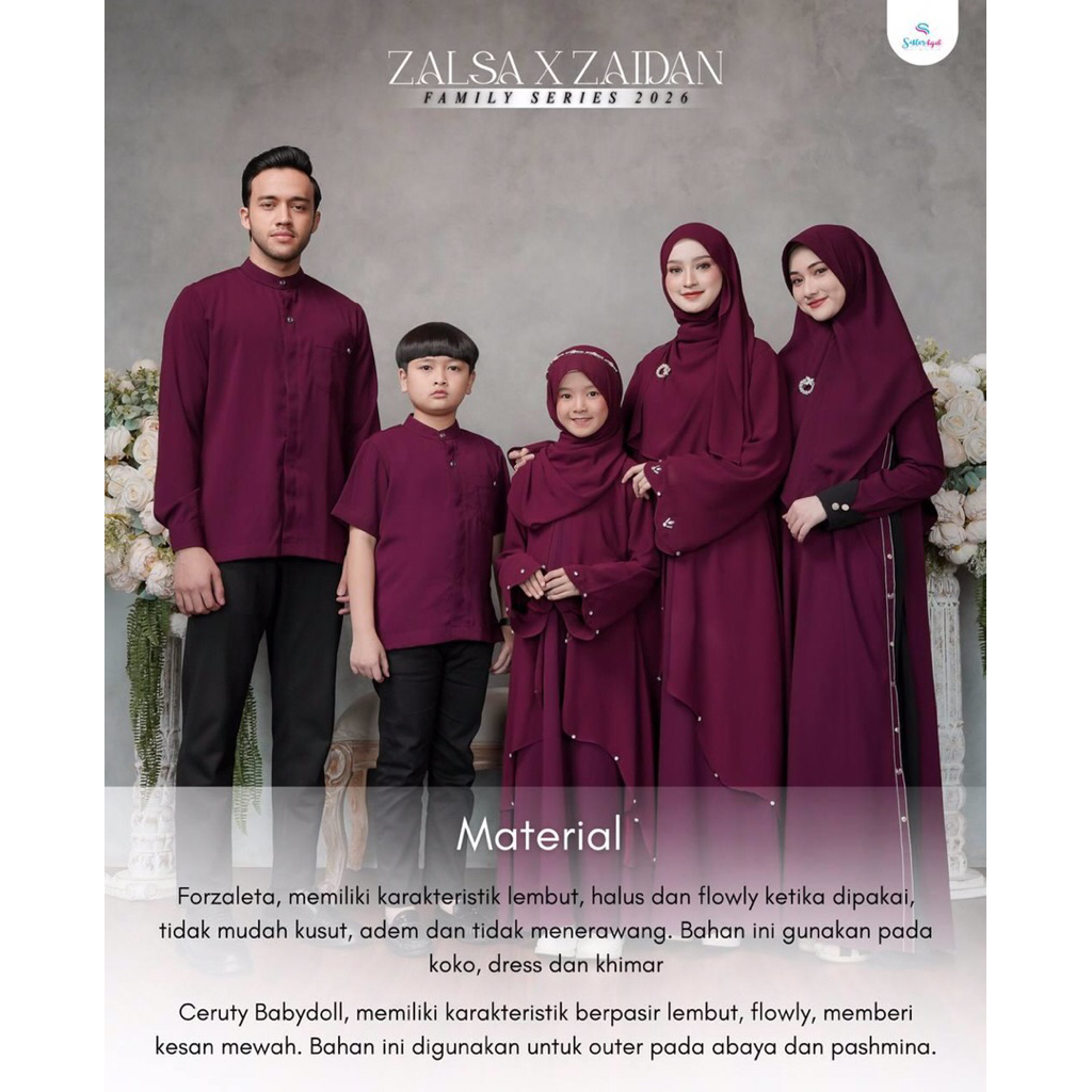sarimbit Zalsa Zaidan by Sister hijab original / Zalsa abaya Abaya kekinian terbaru 2026 abaya set h