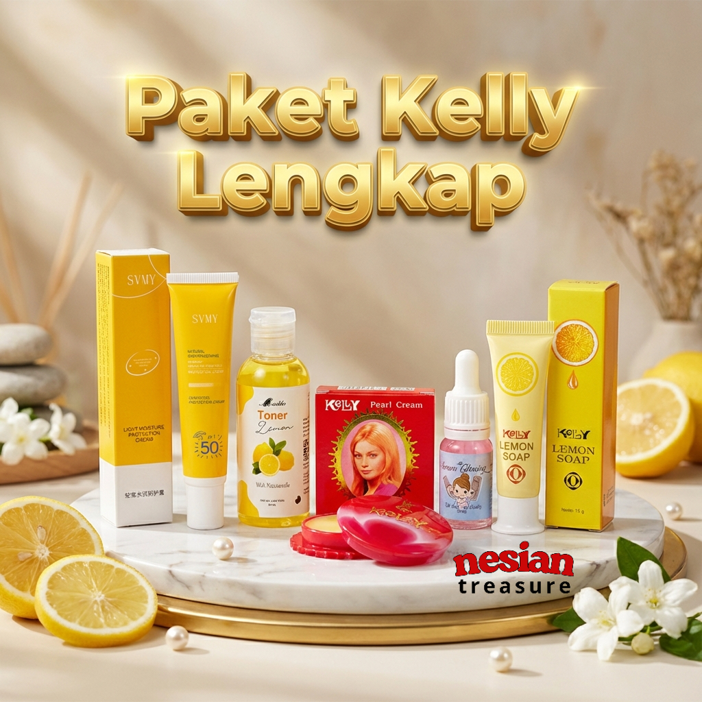BPOM 5in1 Paket Kelly Lengkap Cream Kelly + Kelly lemon + Toner Lemon + Serum Glowing + Sunscreen