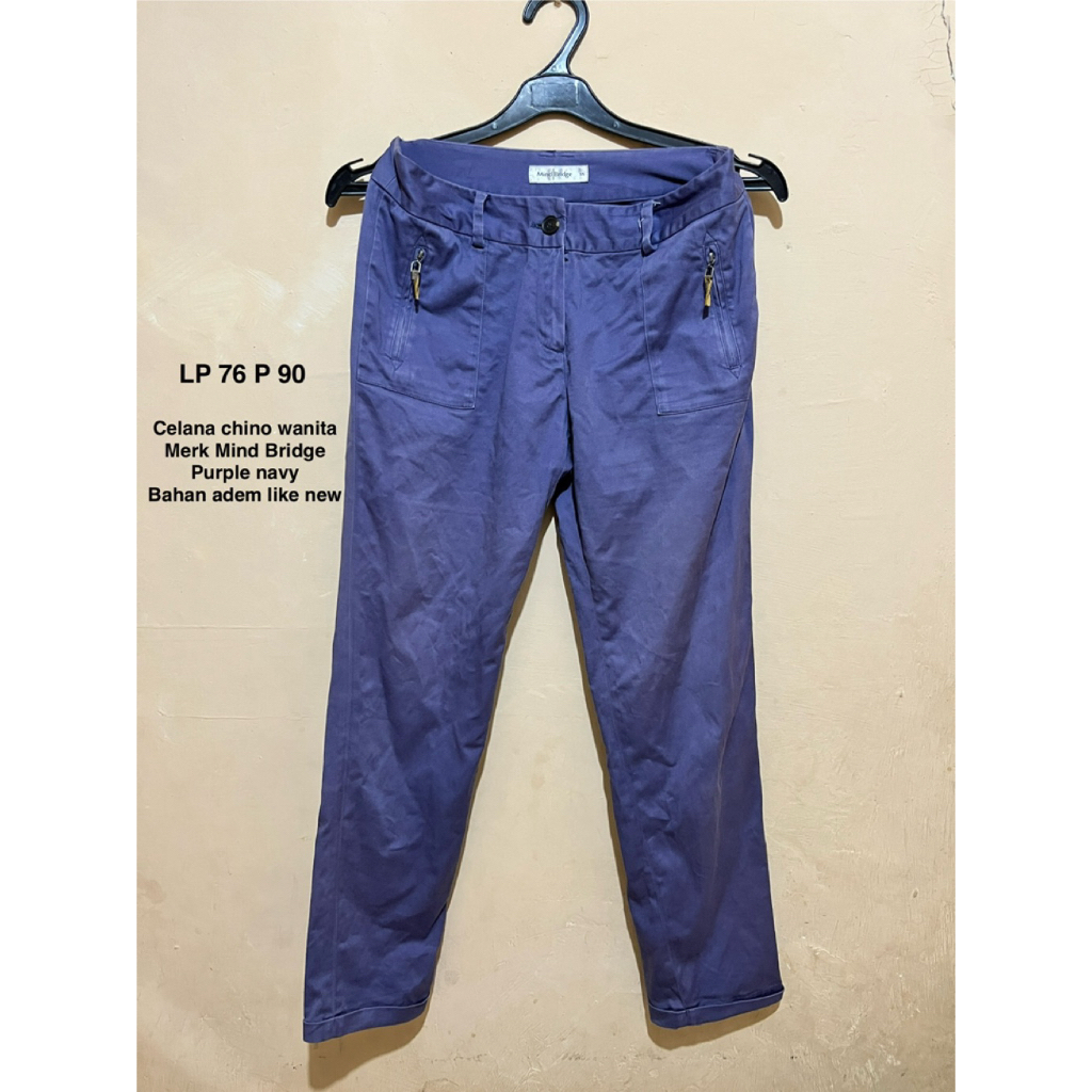 Celana Chino Wanita Mind Bridge Purple Navy Like New Preloved premium