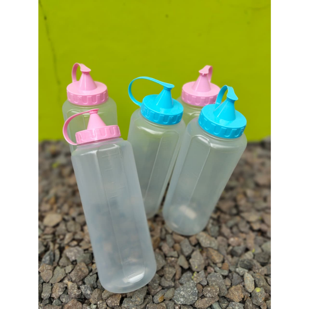 3pcs Botol Kecap 1000ml Botol Saos Sambal Besar Botol Kecap Manis Serbaguna Botol Cuka Minyak Besar