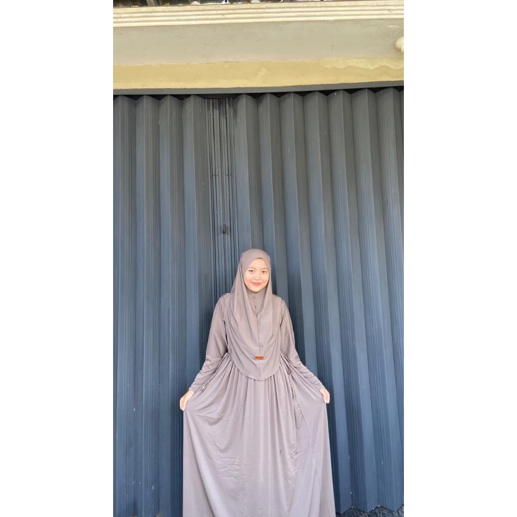 gamis abaya tali samping set hijab