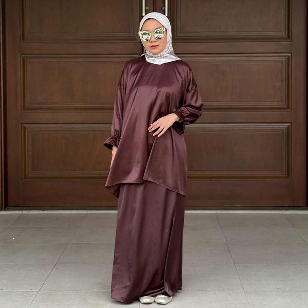 Kaftan tunik dan rok one set mahyra | kaftan | kaftan tunik | atasan wanita | baju lebaran | atasan 