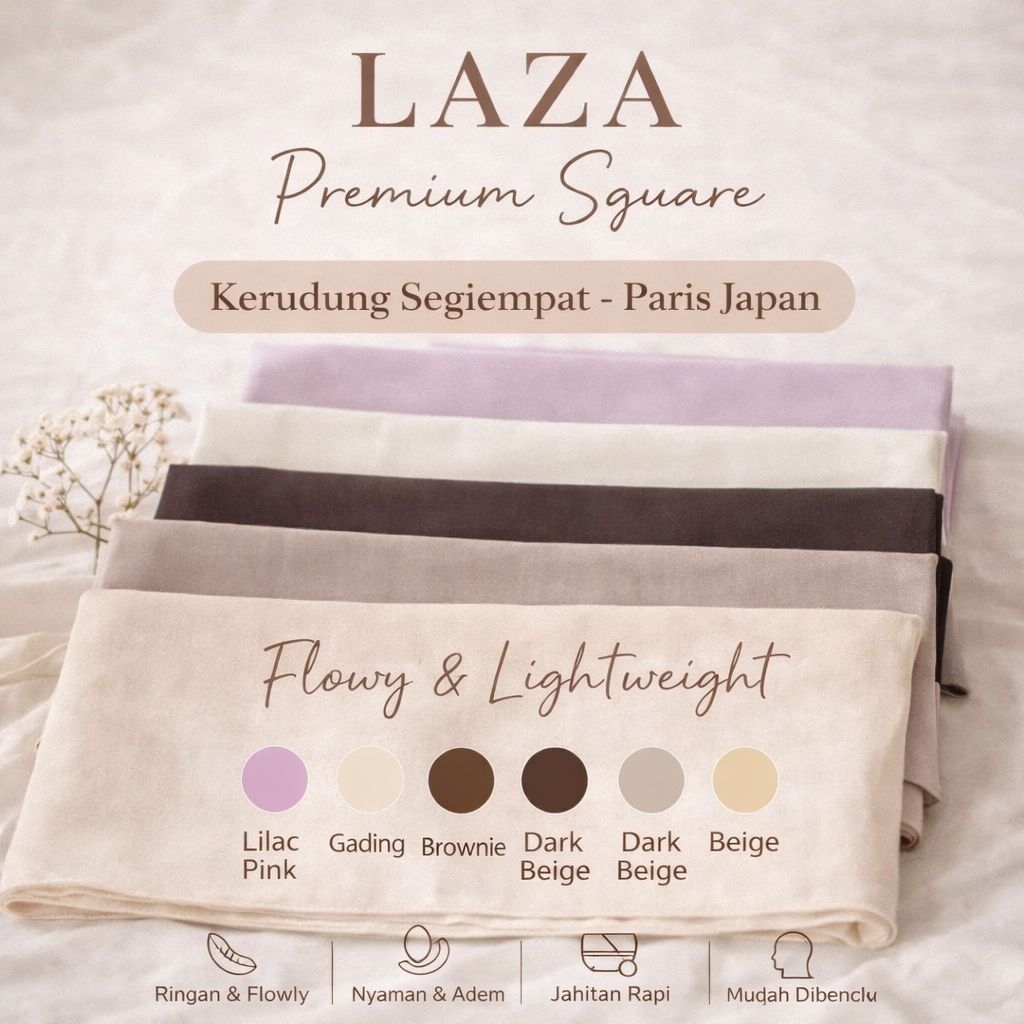 LAZA Premium Square - Paris Japan (Kerudung segiempat bahan Paris Japan)