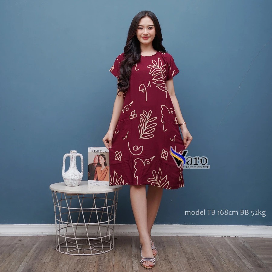Daster Bali Batik Motif NilamTerbaru Bahan Rayon Adem / Dress Rayon Santung Minimalis